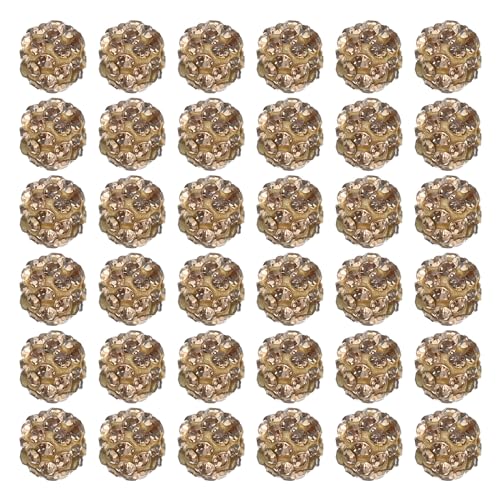 PATIKIL 8mm Strass Tonperlen, 100er Pack Runde Polymer Clay Kristall Charm Perlen für Schmuckherstellung Basteldekoration Halskette Armbänder DIY, Gelb von PATIKIL