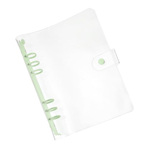 PATIKIL A5 Klare Binderabdeckung, weiche PVC-Loose-Leaf-Binder-Schutzhülle mit Druckknopfverschluss und 6 grünen Ringen für DIY-Meeting-Notizbuch-Ordner, klar von PATIKIL