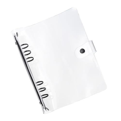 PATIKIL A5 Klare Binderhülle, weiche PVC-Loose-Leaf-Binder-Schutzhülle mit Druckknopfverschluss und 6 schwarzen Ringen für DIY-Meeting-Notizbuch-Ordner, transparent von PATIKIL