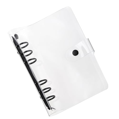 PATIKIL A6 Klare Binderabdeckung, weiche PVC-Loose-Leaf-Binder-Schutzhülle mit Druckknopfverschluss und 6 schwarzen Ringen für DIY-Meeting-Notizbuch-Ordner, transparent von PATIKIL