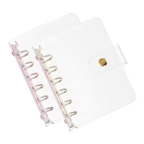 PATIKIL A7 Klare Binderabdeckung, 2 Stück weiche PVC-Loose-Leaf-Binder-Schutzhülle mit Druckknopfverschluss, 6 mehrfarbige Ringe für DIY-Meeting-Notizbuch-Ordner, klar von PATIKIL