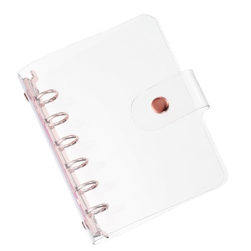 PATIKIL A7 Klare Binderabdeckung, weiche PVC-Loose-Leaf-Binder-Schutzhülle mit Druckknopfverschluss, 6 Roségold-Ringe für DIY-Meeting-Notizbuch-Ordner, klar von PATIKIL