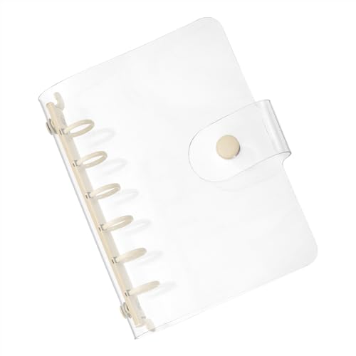 PATIKIL A7 Klare Binderabdeckung, weiche PVC-Loose-Leaf-Binder-Schutzhülle mit Druckknopfverschluss und 6 gelben Ringen für DIY-Meeting-Notizbuch-Ordner, klar von PATIKIL