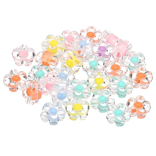 PATIKIL Acryl Perlen für Schmuck Herstellung 100 Pack Acryl Blume Perlen Abstandshalter Perlen für Armbänder Ohrring Halskette Basteln Mischfarbe von PATIKIL