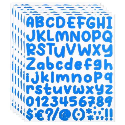 PATIKIL Alphabet Buchstaben Zahlen Aufkleber, 6 Bögen selbstklebende Vinyl DIY Großbuchstaben Etiketten für Briefkasten Büro Fenster Geschenkbox Scrapbook Dekor, Hellblau von PATIKIL