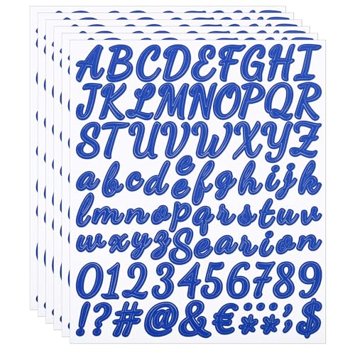 PATIKIL Alphabet Buchstaben Zahlen Aufkleber, 6 Bögen selbstklebende Vinyl DIY Kursive Großbuchstaben Etiketten für Briefkasten Büro Fenster Geschenkbox Scrapbook Dekor, Dunkelblau von PATIKIL