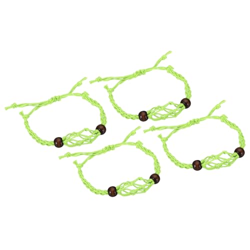 PATIKIL Armband Schnur Leerer Steinhalter, 4er Pack 1,18" Wachsseil Innendurchmesser Kristallkäfig Verstellbarer Anhänger Steinhalter für Schmuckherstellung, Grün von PATIKIL