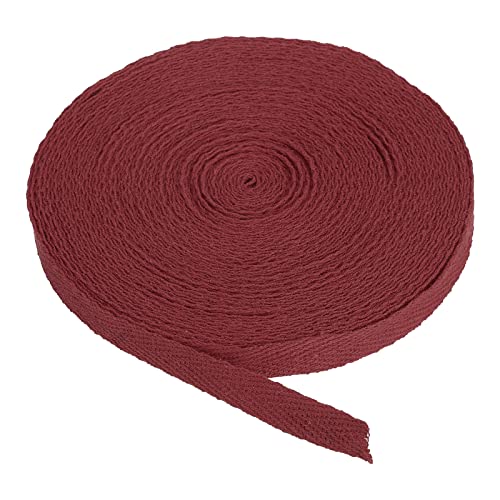 PATIKIL Baumwollband Baumwolle Gurtband 10mm x 9m, Schrägband Baumwoll Nahtband Köperband Saumband Einfassband Stoffband Webband zum Nähen für DIY Basteln Stricken Verpackungen, Dunkelrot von PATIKIL