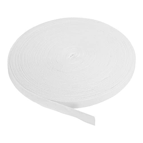 PATIKIL Baumwollband Baumwolle Gurtband 15mm x 45m, Schrägband Baumwoll Nahtband Köperband Saumband Einfassband Stoffband Webband zum Nähen für DIY Basteln Stricken Verpackungen, Weiß von PATIKIL