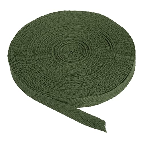 PATIKIL Baumwollband Baumwolle Gurtband 10mm x 9m, Schrägband Baumwoll Nahtband Köperband Saumband Einfassband Stoffband Webband zum Nähen für DIY Basteln Stricken Verpackungen, Armeegrün von PATIKIL