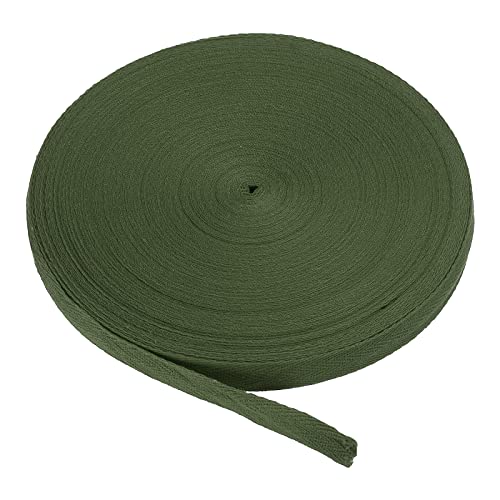 PATIKIL Baumwollband Baumwolle Gurtband 15mm x 45m, Schrägband Baumwoll Nahtband Köperband Saumband Einfassband Stoffband Webband zum Nähen für DIY Basteln Stricken Verpackungen, Armeegrün von PATIKIL