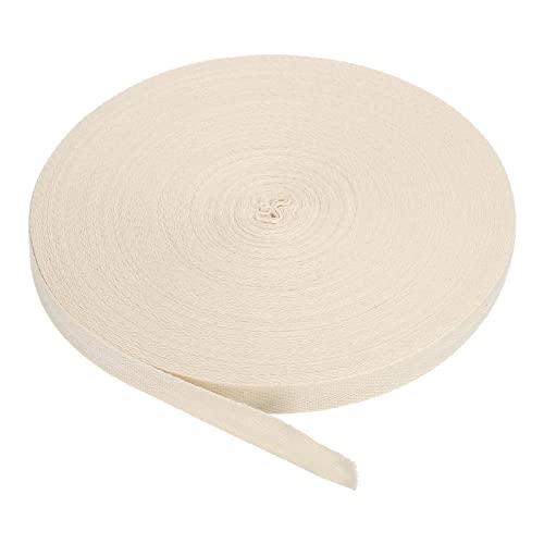 PATIKIL Baumwollband Baumwolle Gurtband 15mm x 45m, Schrägband Baumwoll Nahtband Köperband Saumband Einfassband Stoffband Webband zum Nähen für DIY Basteln Stricken Verpackungen, Beige von PATIKIL