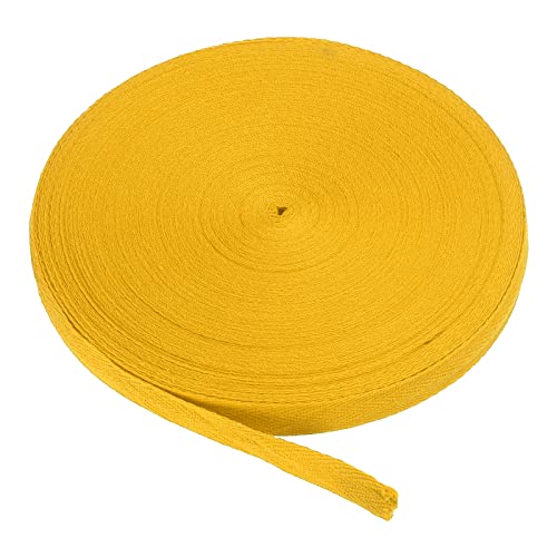 PATIKIL Baumwollband Baumwolle Gurtband 15mm x 45m, Schrägband Baumwoll Nahtband Köperband Saumband Einfassband Stoffband Webband zum Nähen für DIY Basteln Stricken Verpackungen, Golden von PATIKIL