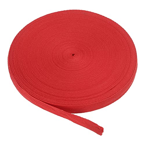 PATIKIL Baumwollband Baumwolle Gurtband 15mm x 45m, Schrägband Baumwoll Nahtband Köperband Saumband Einfassband Stoffband Webband zum Nähen für DIY Basteln Stricken Verpackungen, Hellrot von PATIKIL