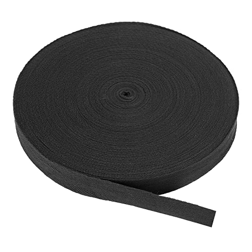 PATIKIL Baumwollband Baumwolle Gurtband 20mm x 45m, Schrägband Baumwoll Nahtband Köperband Saumband Einfassband Stoffband Webband zum Nähen für DIY Basteln Stricken Verpackungen, Schwarz von PATIKIL