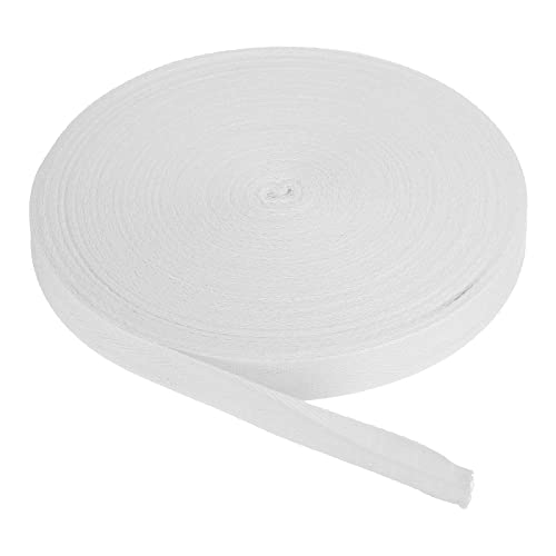 PATIKIL Baumwollband Baumwolle Gurtband 20mm x 45m, Schrägband Baumwoll Nahtband Köperband Saumband Einfassband Stoffband Webband zum Nähen für DIY Basteln Stricken Verpackungen, Weiß von PATIKIL