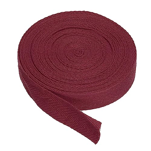 PATIKIL Baumwollband Baumwolle Gurtband 20mm x 9m, Schrägband Baumwoll Nahtband Köperband Saumband Einfassband Stoffband Webband zum Nähen für DIY Basteln Stricken Verpackung, Burgunderrot von PATIKIL