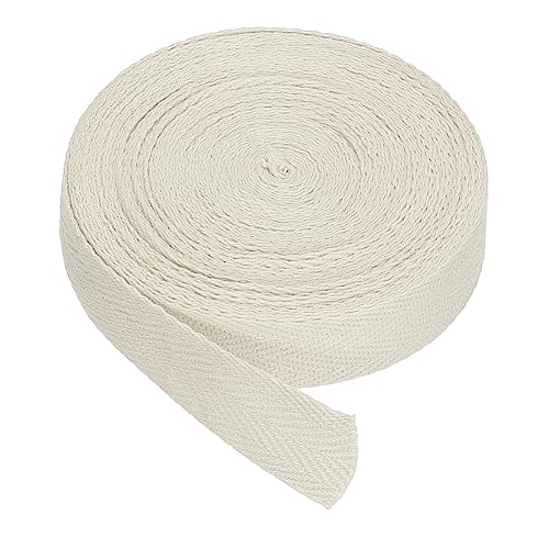 PATIKIL Baumwollband Baumwolle Gurtband 20mm x 9m, Schrägband Baumwoll Nahtband Köperband Saumband Einfassband Stoffband Webband zum Nähen für DIY Basteln Stricken Verpackungen, Cremeweiß von PATIKIL