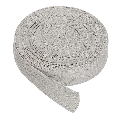 PATIKIL Baumwollband Baumwolle Gurtband 20mm x 9m, Schrägband Baumwoll Nahtband Köperband Saumband Einfassband Stoffband Webband zum Nähen für DIY Basteln Stricken Verpackungen, Hellgrau von PATIKIL