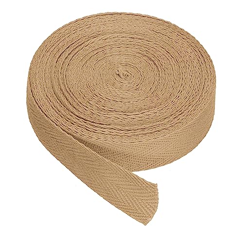 PATIKIL Baumwollband Baumwolle Gurtband 20mm x 9m, Schrägband Baumwoll Nahtband Köperband Saumband Einfassband Stoffband Webband zum Nähen für DIY Basteln Stricken Verpackungen, Khaki von PATIKIL