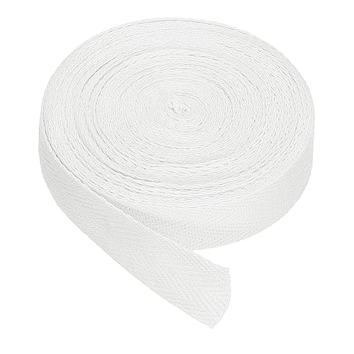 PATIKIL Baumwollband Baumwolle Gurtband 20mm x 9m, Schrägband Baumwoll Nahtband Köperband Saumband Einfassband Stoffband Webband zum Nähen für DIY Basteln Stricken Verpackungen, Weiß von PATIKIL