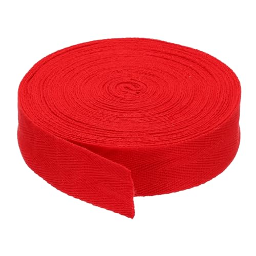 PATIKIL Baumwollband Baumwolle Gurtband 30mm x 9m, Schrägband Baumwoll Nahtband Köperband Saumband Einfassband Stoffband Webband zum Nähen für DIY Basteln Stricken Verpackungen, Rot von PATIKIL