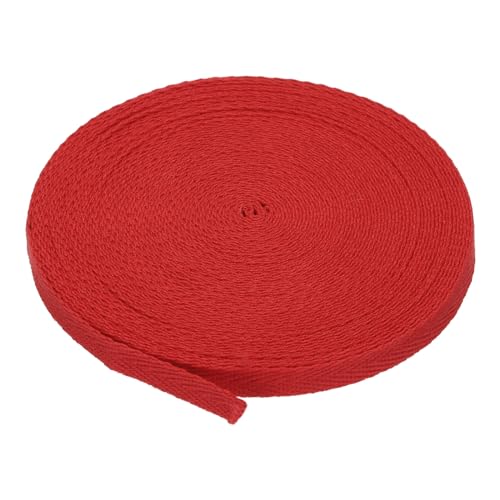 PATIKIL Baumwollband Baumwolle Gurtband 6mm x 9m, Schrägband Baumwoll Nahtband Köperband Saumband Einfassband Stoffband Webband zum Nähen für DIY Basteln Stricken Verpackungen, Rot von PATIKIL