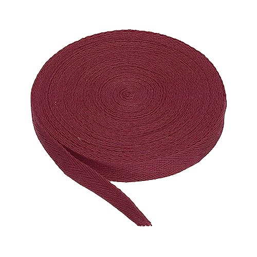 PATIKIL Baumwolle Köper Klebeband 15mm(5/8") 9m(10 Yards) Baumwolle Farbband Vorspannung Bindung Klebeband Fischgrät Gewebe Besatz Basteln Burgundisch Rot von PATIKIL