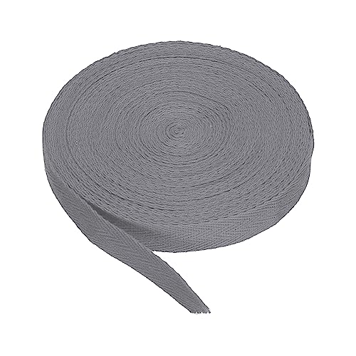 PATIKIL Baumwollband Baumwolle Gurtband 15mm x 9m, Schrägband Baumwoll Nahtband Köperband Saumband Einfassband Stoffband Webband zum Nähen für DIY Basteln Stricken Verpackungen, Dunkelgrau von PATIKIL