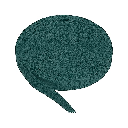 PATIKIL Baumwollband Baumwolle Gurtband 15mm x 9m, Schrägband Baumwoll Nahtband Köperband Saumband Einfassband Stoffband Webband zum Nähen für DIY Basteln Stricken Verpackungen, Dunkelgrün von PATIKIL