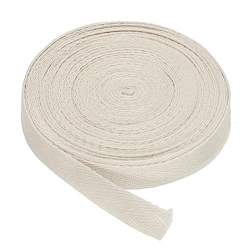 PATIKIL Baumwollband Baumwolle Gurtband 15mm x 9m, Schrägband Baumwoll Nahtband Köperband Saumband Einfassband Stoffband Webband zum Nähen für DIY Basteln Stricken Verpackungen, Cremeweiß von PATIKIL