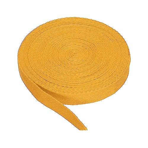 PATIKIL Baumwollband Baumwolle Gurtband 15mm x 9m, Schrägband Baumwoll Nahtband Köperband Saumband Einfassband Stoffband Webband zum Nähen für DIY Basteln Stricken Verpackungen, Gold von PATIKIL