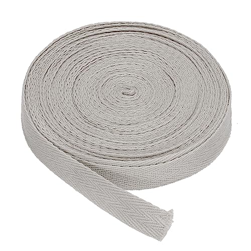 PATIKIL Baumwollband Baumwolle Gurtband 15mm x 9m, Schrägband Baumwoll Nahtband Köperband Saumband Einfassband Stoffband Webband zum Nähen für DIY Basteln Stricken Verpackungen, Hellgrau von PATIKIL