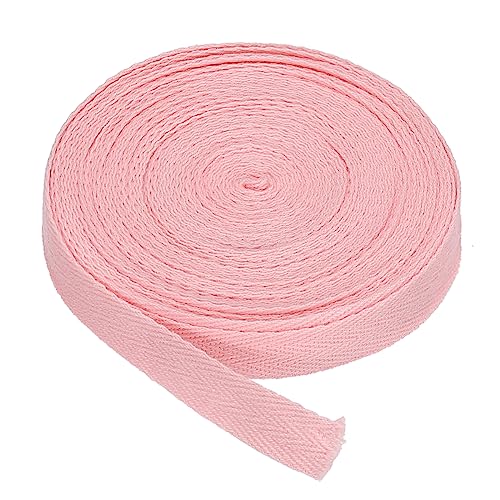 PATIKIL Baumwolle Köper Klebeband 15mm(5/8") 9m(10 Yards) Baumwolle Farbband Vorspannung Bindung Klebeband Fischgrät Gewebe Besatz für Nähen Geschenk Verpackung Handwerk Basteln Hell Rosa von PATIKIL