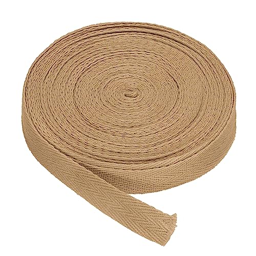 PATIKIL Baumwollband Baumwolle Gurtband 15mm x 9m, Schrägband Baumwoll Nahtband Köperband Saumband Einfassband Stoffband Webband zum Nähen für DIY Basteln Stricken Verpackungen, Khaki von PATIKIL