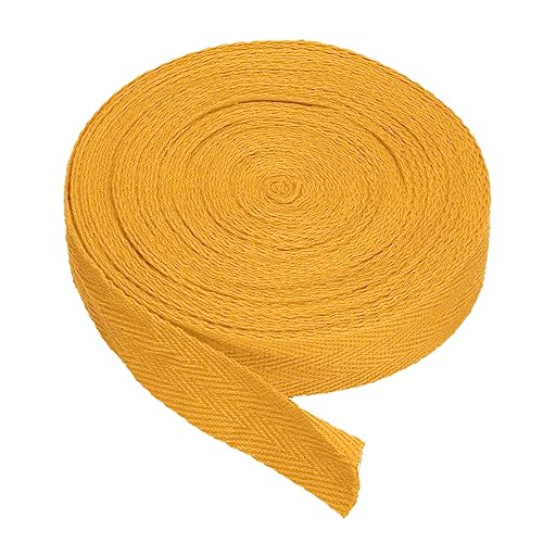 PATIKIL Baumwollband Baumwolle Gurtband 20mm x 9m, Schrägband Baumwoll Nahtband Köperband Saumband Einfassband Stoffband Webband zum Nähen für DIY Basteln Stricken Verpackungen, Gold von PATIKIL