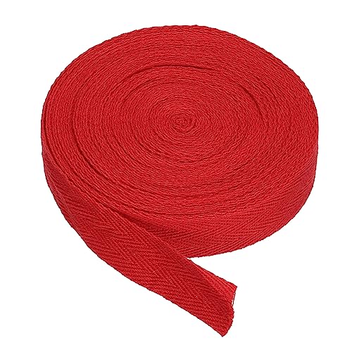 PATIKIL Baumwollband Baumwolle Gurtband 20mm x 9m, Schrägband Baumwoll Nahtband Köperband Saumband Einfassband Stoffband Webband zum Nähen für DIY Basteln Stricken Verpackungen, Rot von PATIKIL