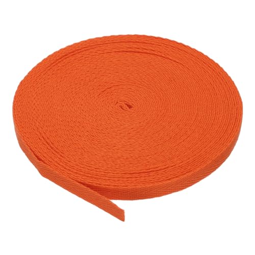 PATIKIL Baumwollband Baumwolle Gurtband 6mm x 9m, Schrägband Baumwoll Nahtband Köperband Saumband Einfassband Stoffband Webband zum Nähen für DIY Basteln Stricken Verpackungen, Orange von PATIKIL