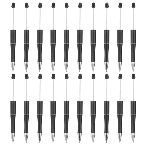 PATIKIL Beadable Pens, 20er Pack Schwarze Tinte Kunststoffperlenstift Kreative DIY-Kugelschreiber für Lehrer Büro DIY Handwerk Party Dekorationen Handgemachte Zubehör, Schwarz von PATIKIL