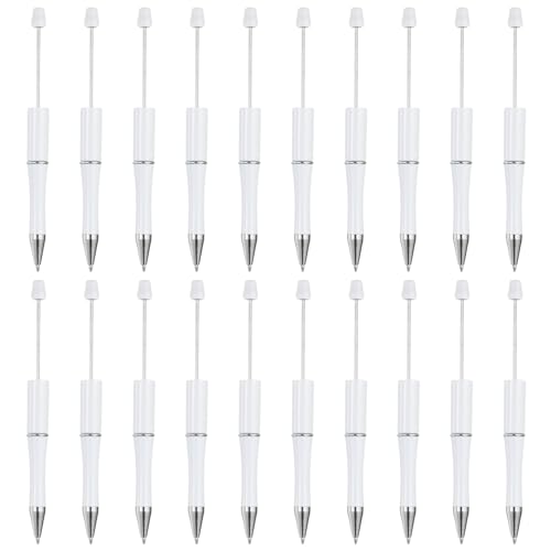 PATIKIL Beadable Pens, 20er Pack Schwarze Tinte Kunststoffperlenstift Kreative DIY-Kugelschreiber für Lehrer Büro DIY Handwerk Party Dekorationen Handgemachte Zubehör, Weiß von PATIKIL