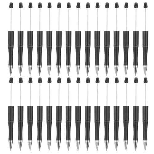 PATIKIL Beadable Pens, 30er Pack Schwarze Tinten Kunststoffperlenstift Kreative DIY-Kugelschreiber für Lehrer Büro DIY Handwerk Party Dekorationen Handgemachte Zubehör, Schwarz von PATIKIL