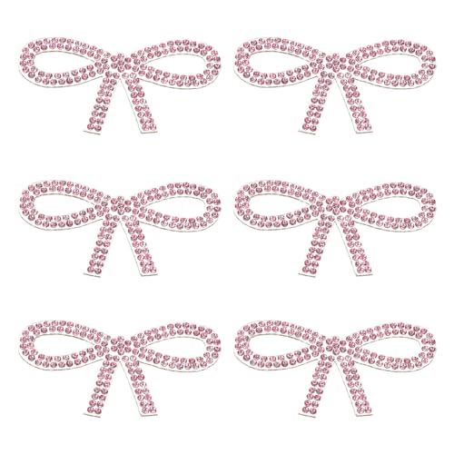 PATIKIL Bow Rhinestone Stickers, 6 Stück Selbstklebende Schleifenform Glitzer-Aufkleber für Wasserflaschen-Charme, Tassen-Dekorationen, Hellrosa von PATIKIL