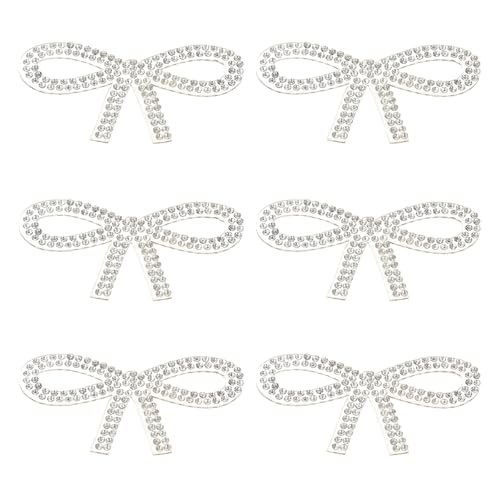 PATIKIL Bow Rhinestone Stickers, 6 Stück Selbstklebende Schleifenform Glitzer-Aufkleber für Wasserflaschen-Charme, Tassen-Dekorationen, Silberton von PATIKIL