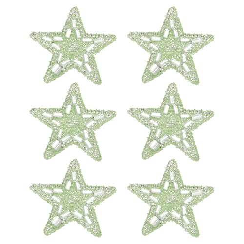 PATIKIL Bügeln Sie Stern-Patches, 6 Stück Selbstklebende Applikationssterne Silber Strass Glitzer Kristall Aufkleber Patch Stoffverzierungen für DIY Handwerk Kleidung, Grün 5,5 cm von PATIKIL