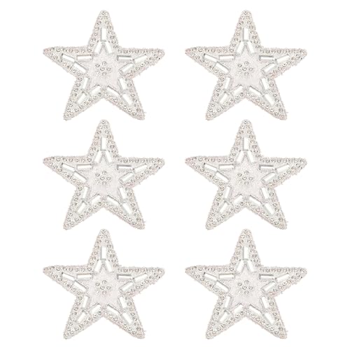 PATIKIL Bügeln Sie Stern-Patches, 6 Stück Selbstklebende Applikationssterne Silber Strass Glitzer Kristall Aufkleber Patch Stoffverzierungen für DIY Handwerk Kleidung, Pink 5,5 cm von PATIKIL