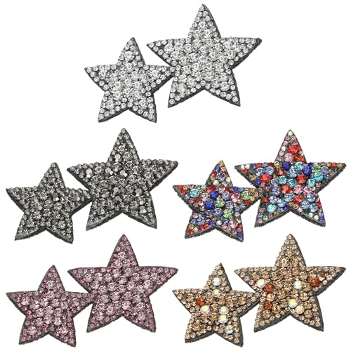 PATIKIL Doppelstern-Strass-Aufnäher, 5 Stück, Doppelsternform, zum Aufnähen, Strassapplikation, Glitzer, Kristall-Patches für Schuhe, Kleidung, Hosen, Taschen, mehrfarbig von PATIKIL