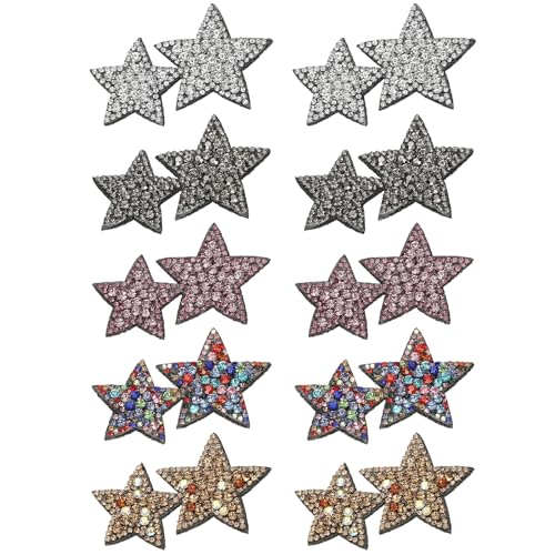 PATIKIL Doppelstern-Strass-Patches, 10 Stück, Doppelsternform, zum Aufnähen, Strassapplikation, Glitzer, Kristall-Patches für Schuhe, Kleidung, Hosen, Taschen, mehrfarbig von PATIKIL