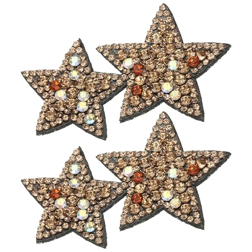 PATIKIL Doppelstern-Strass-Patches, 2 Stück, Doppelsternform, zum Aufnähen, Strassapplikation, Glitzer, Kristall-Patches für Schuhe, Kleidung, Hosen, Taschen, Braun von PATIKIL