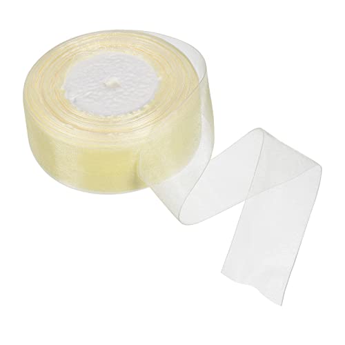 PATIKIL Durchsichtiges Organza Band 1-37/64" 50 Yard 1 Rolle Chiffondeko Stoff für Geschenkpapier Handwerke Hochzeit Blumenstrauß Creme von PATIKIL