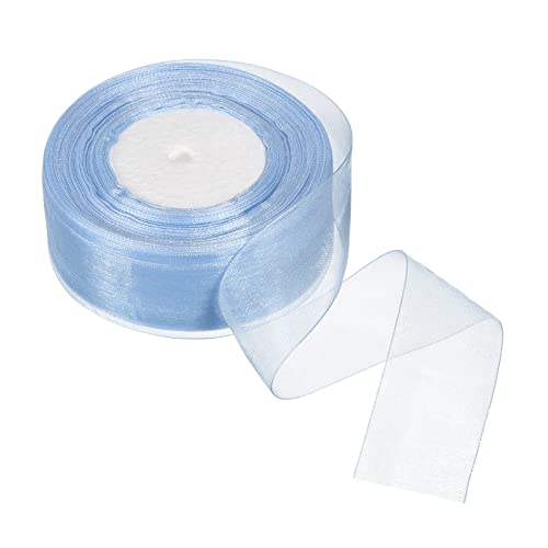 PATIKIL Durchsichtiges Organza Band 1-37/64" 50 Yard 1 Rolle Chiffondeko Stoff für Geschenkpapier Handwerke Hochzeit Blumenstrauß Türkis von PATIKIL